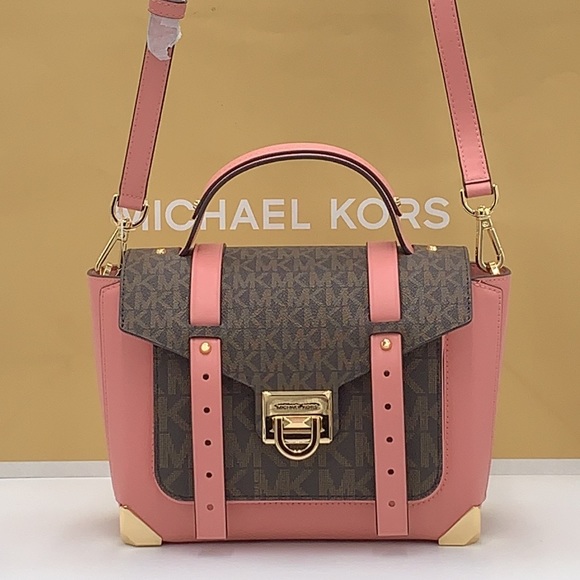 MICHAEL KORS
Manhattan Medium Leather and Logo Satchel PRIMROSE BROWN SI… - Picture 2 of 16